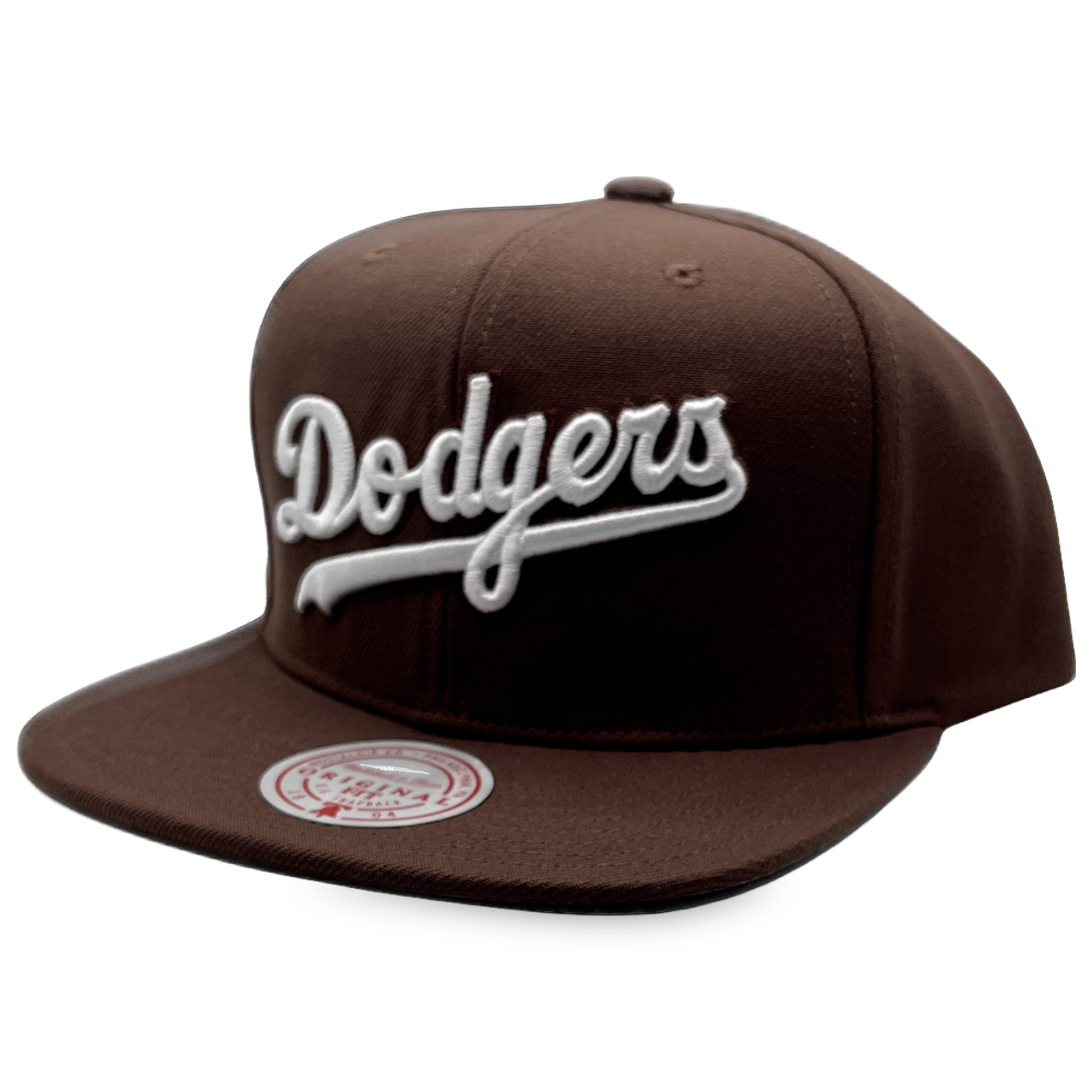 Los Angeles Dodgers Brown Mitchell and Ness Team Script Snapback Hat