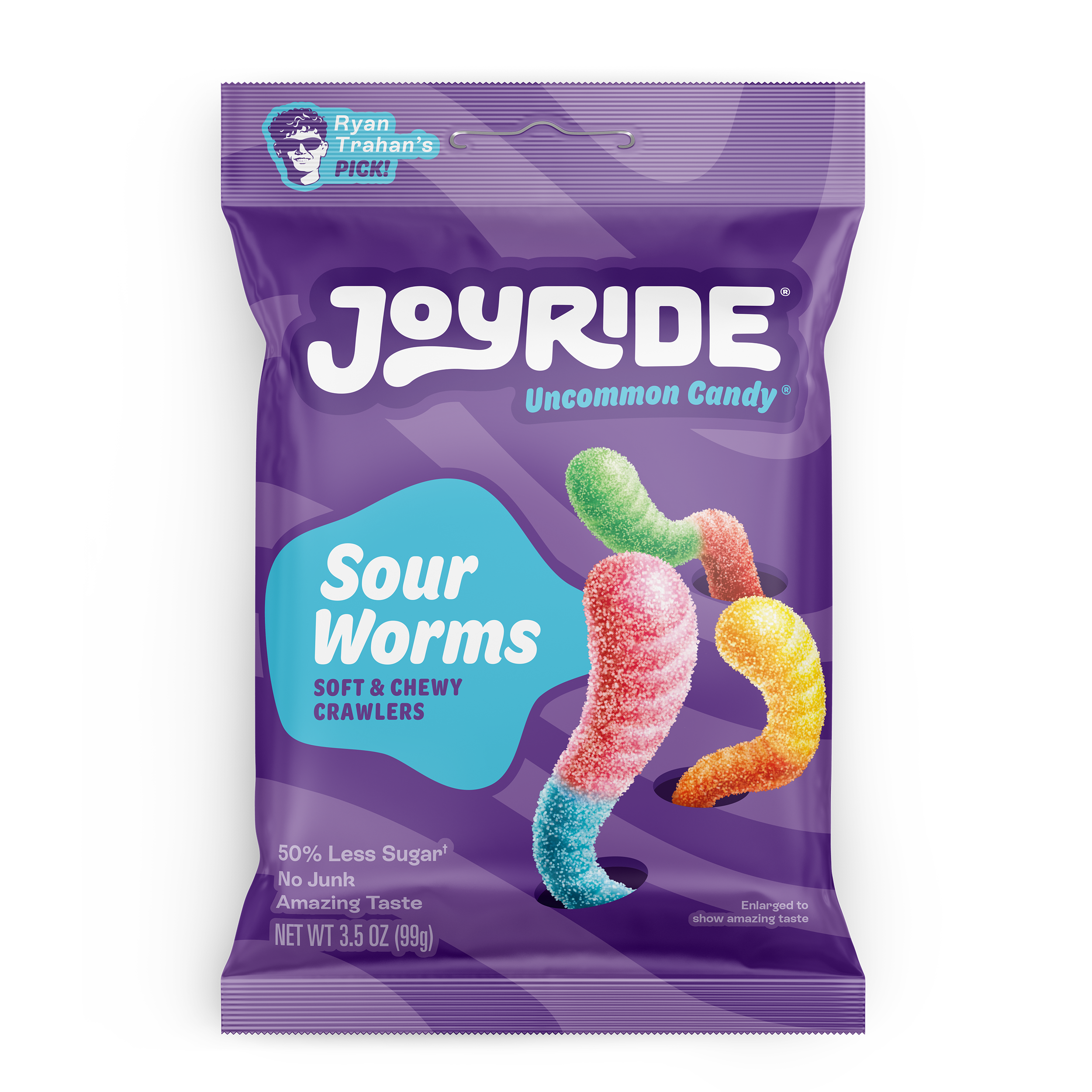 Joyride Low Sugar Sour Worm Crawlers Candy 3.5 oz 10 ct