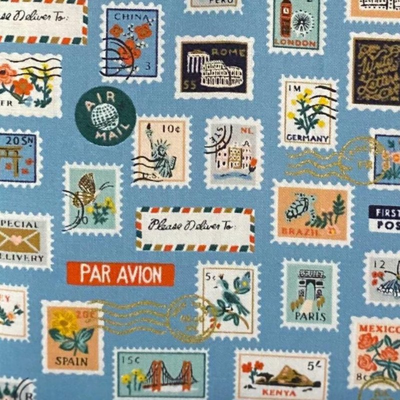 Postage Stamps Light Blue