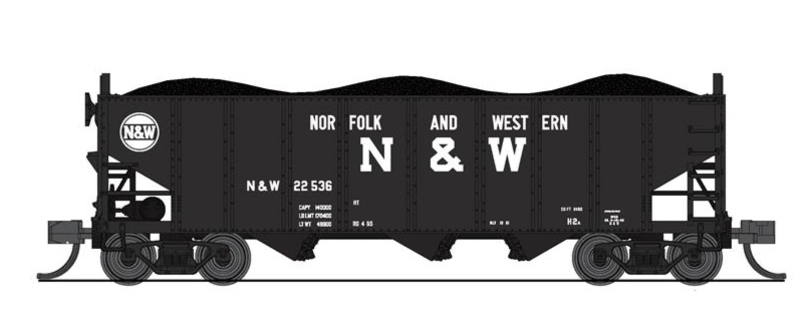 N&W H2a Hopper Car 1960's Logo 2 Pack B 7145