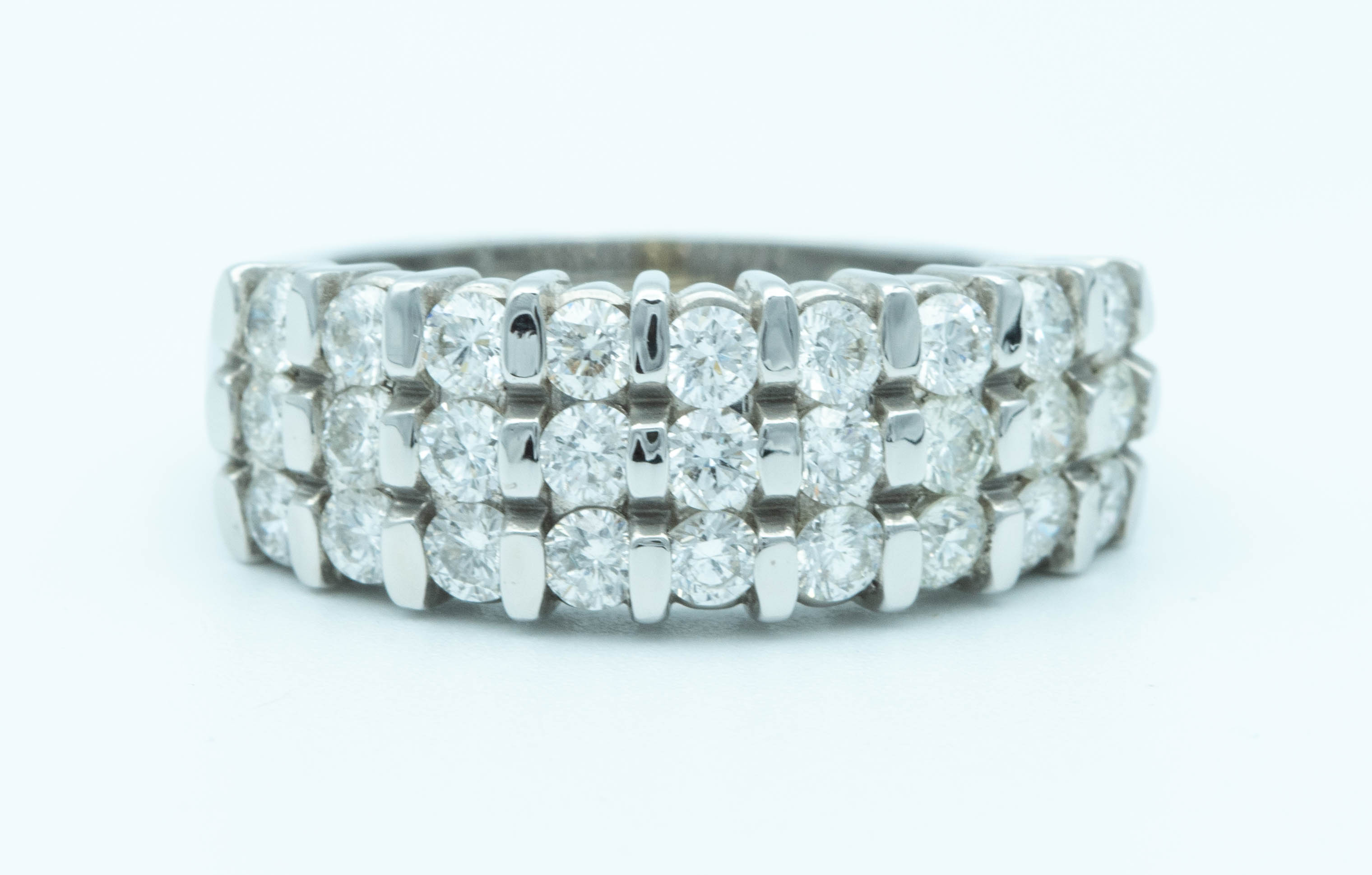 1 1/4 CT Diamond Triple Row Women's Wedding Band in 14K White Gold