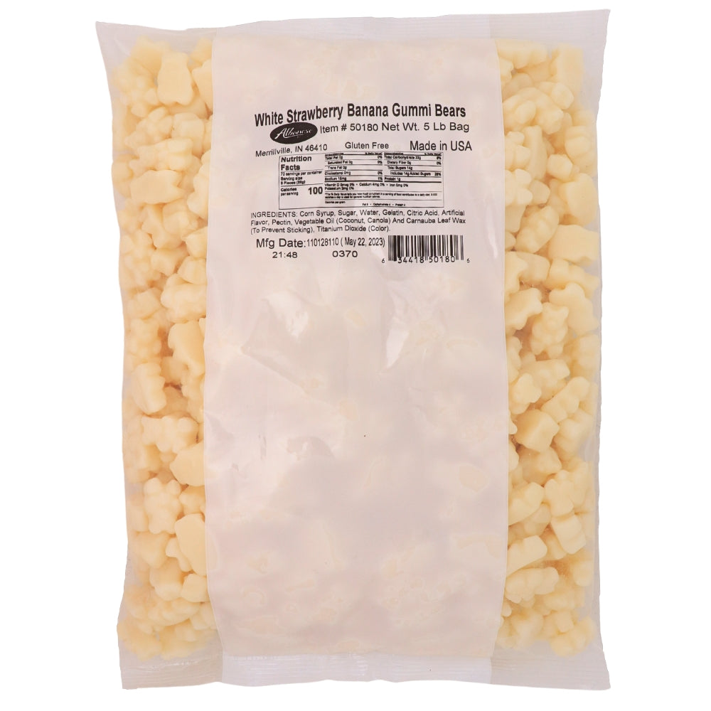 Albanese White Strawberry Banana Gummi Bears 5 Pound Bag