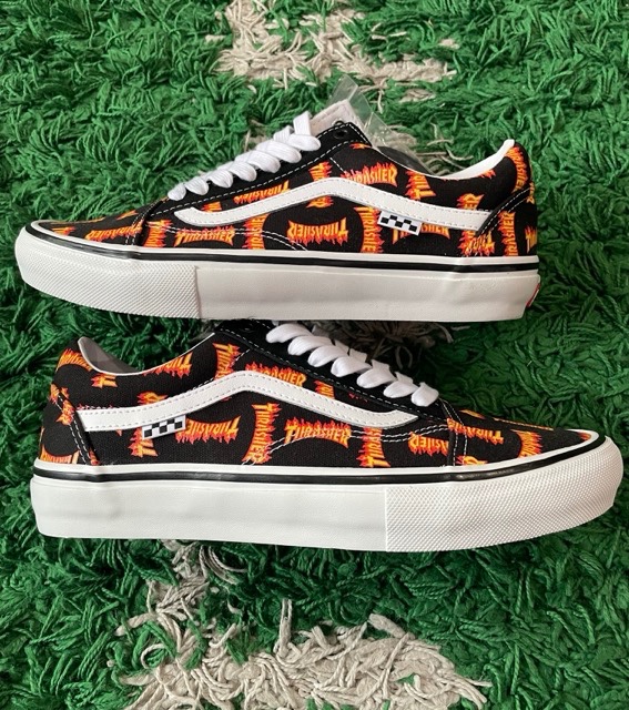 vans x trasher skate old skool flame logo size 10 (new)