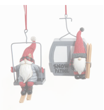 Skiing Gnome Lodge Ornament
