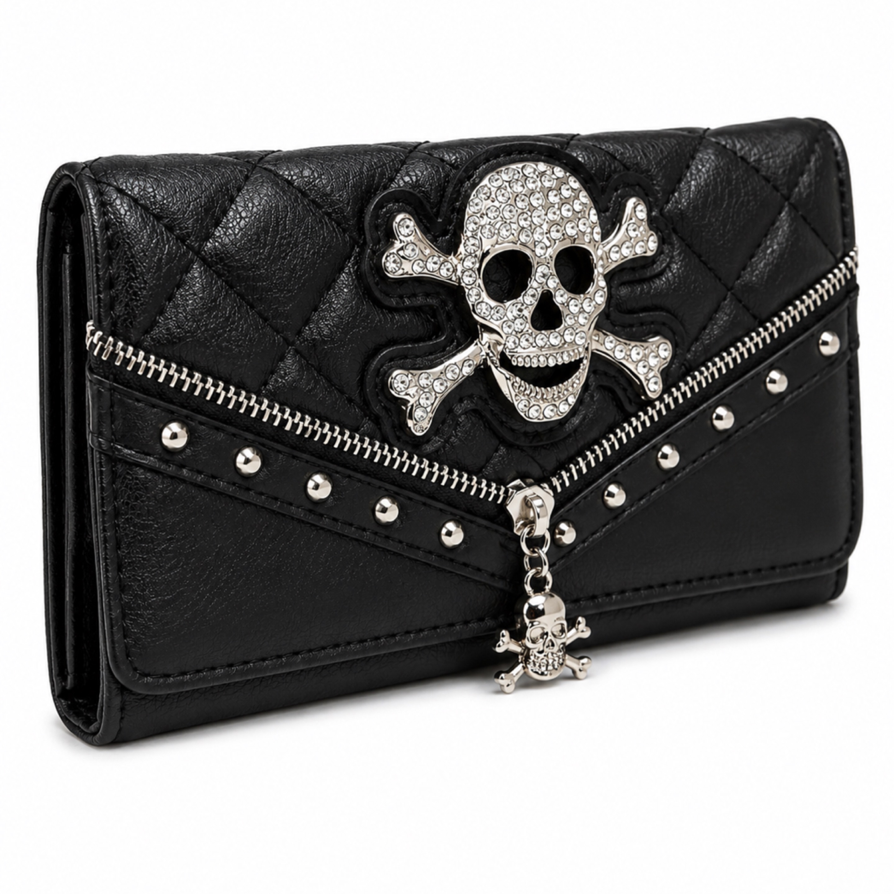 Rhinestone Skull Studded Wallet