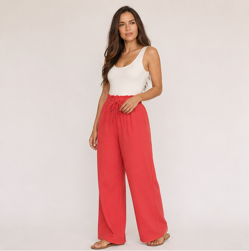 Assorted Bubble Plaid Casual Wide-Leg Pants