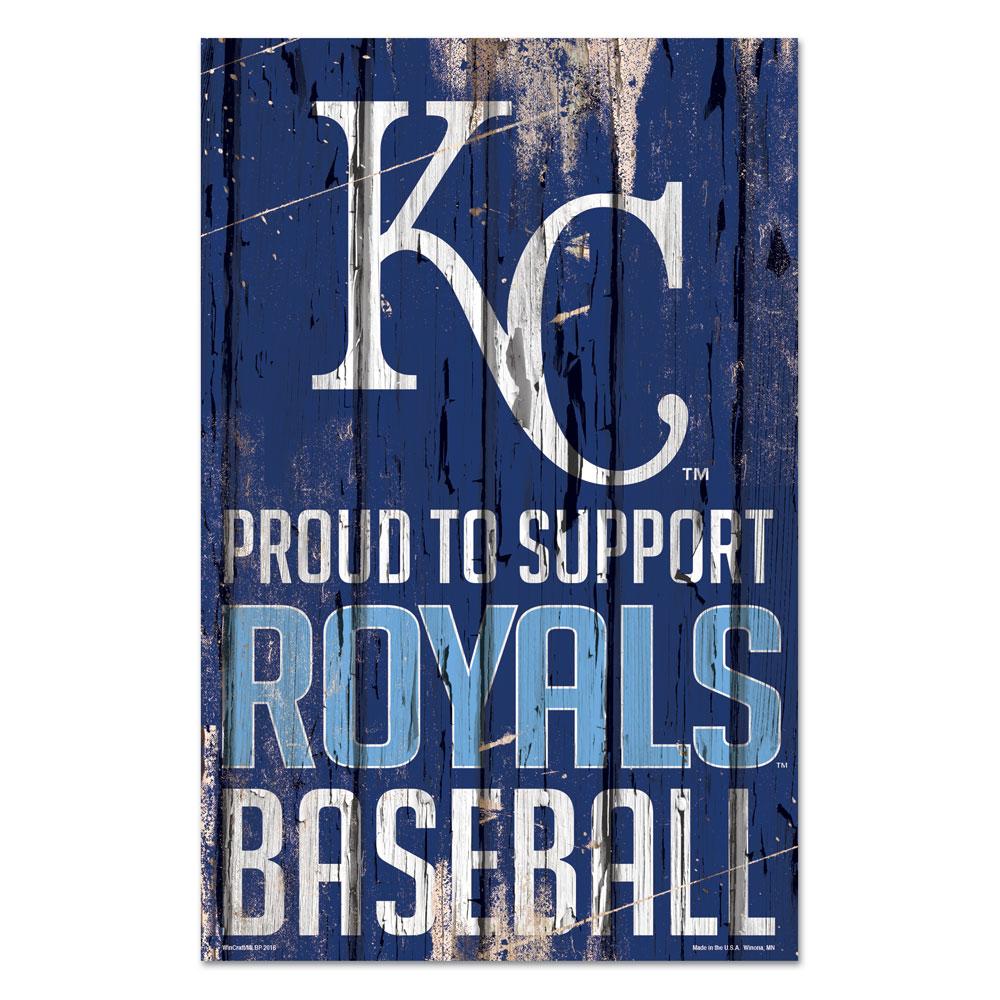 Kansas City Royals Proud to Support Wooden Sign 11x17"