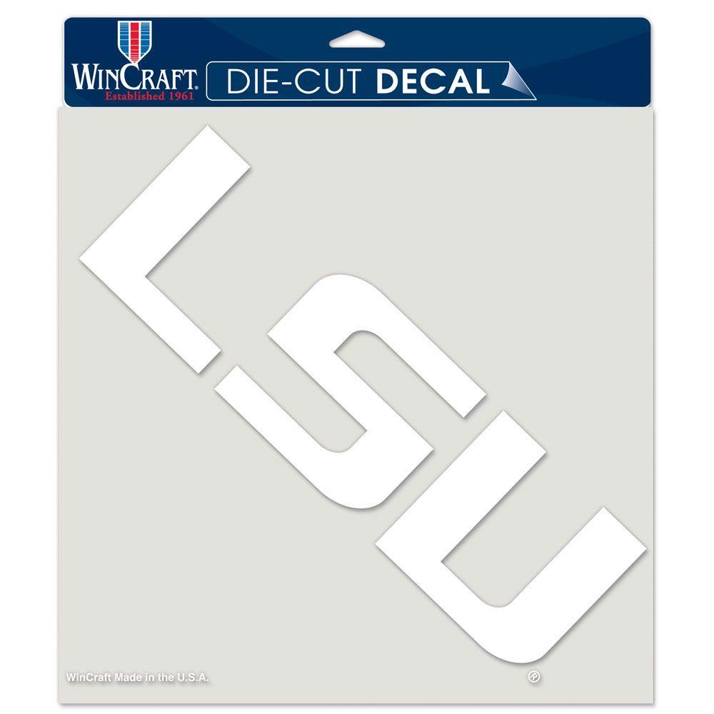 LSU Tigers White Perfect Cut Decal 8x8"