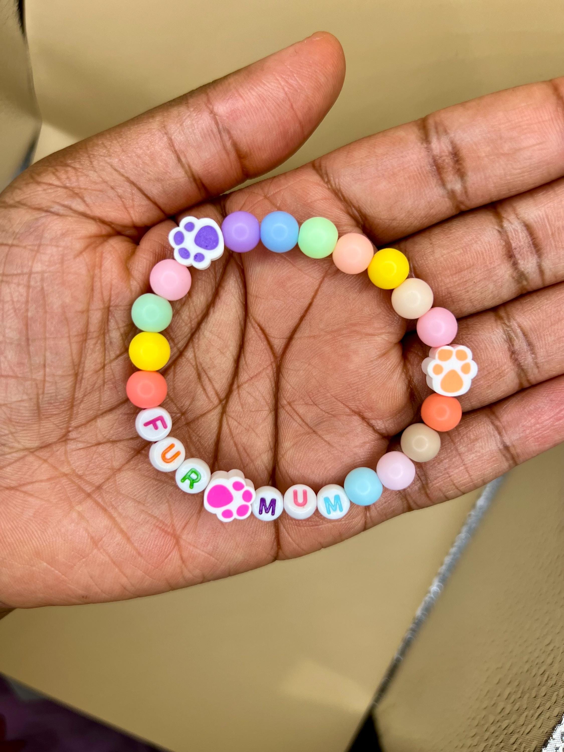 Personalized Paw Print Bracelet: Colorful Beaded Pet Lover Gift
