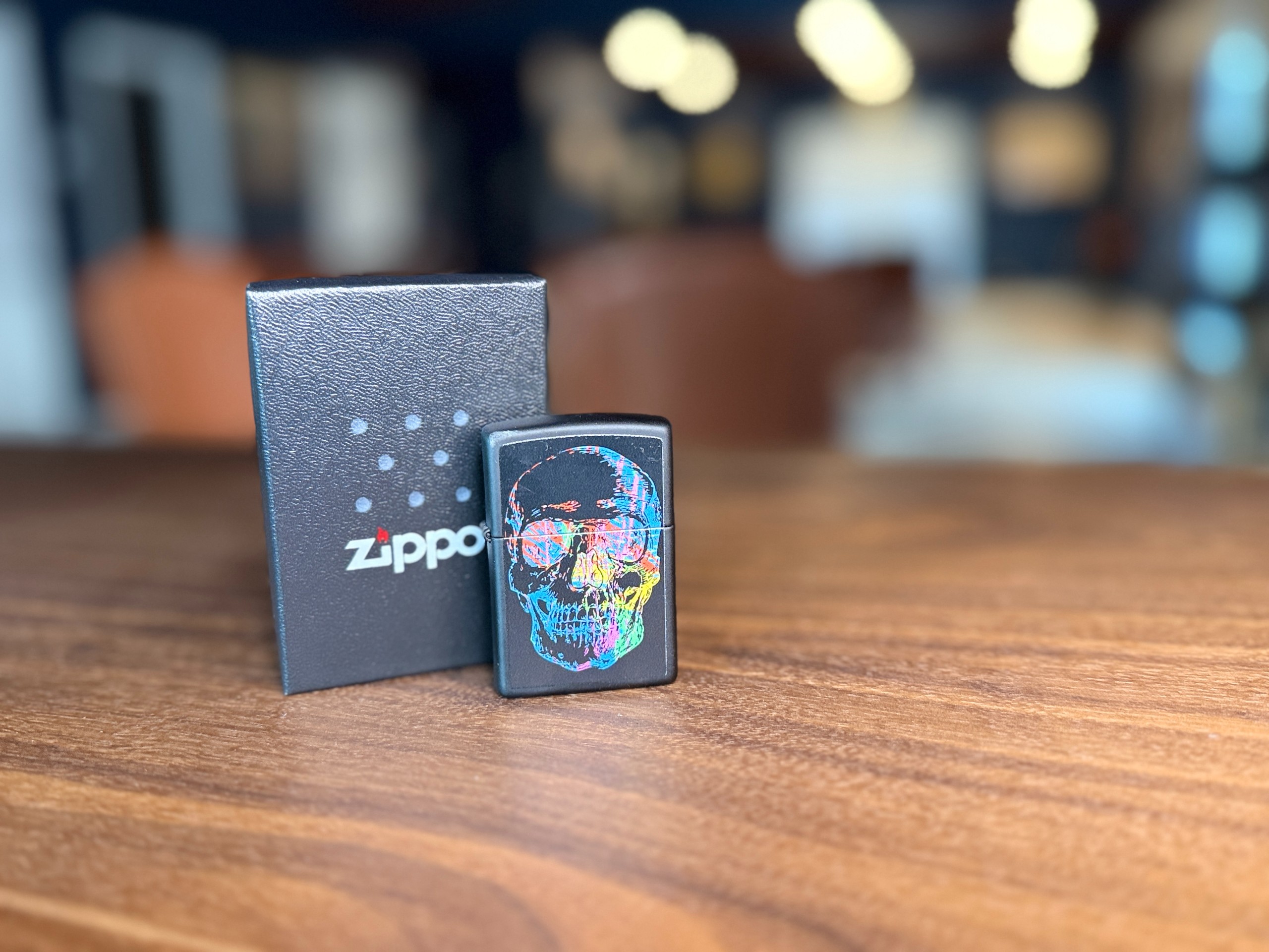 Zippo - Colorful Skull Black Matte Lighter