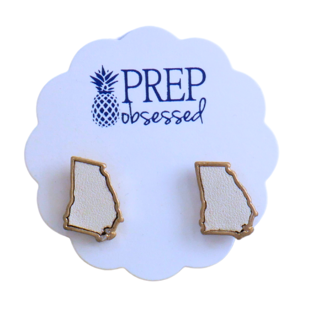 State of Georgia Stud Earrings: Ivory