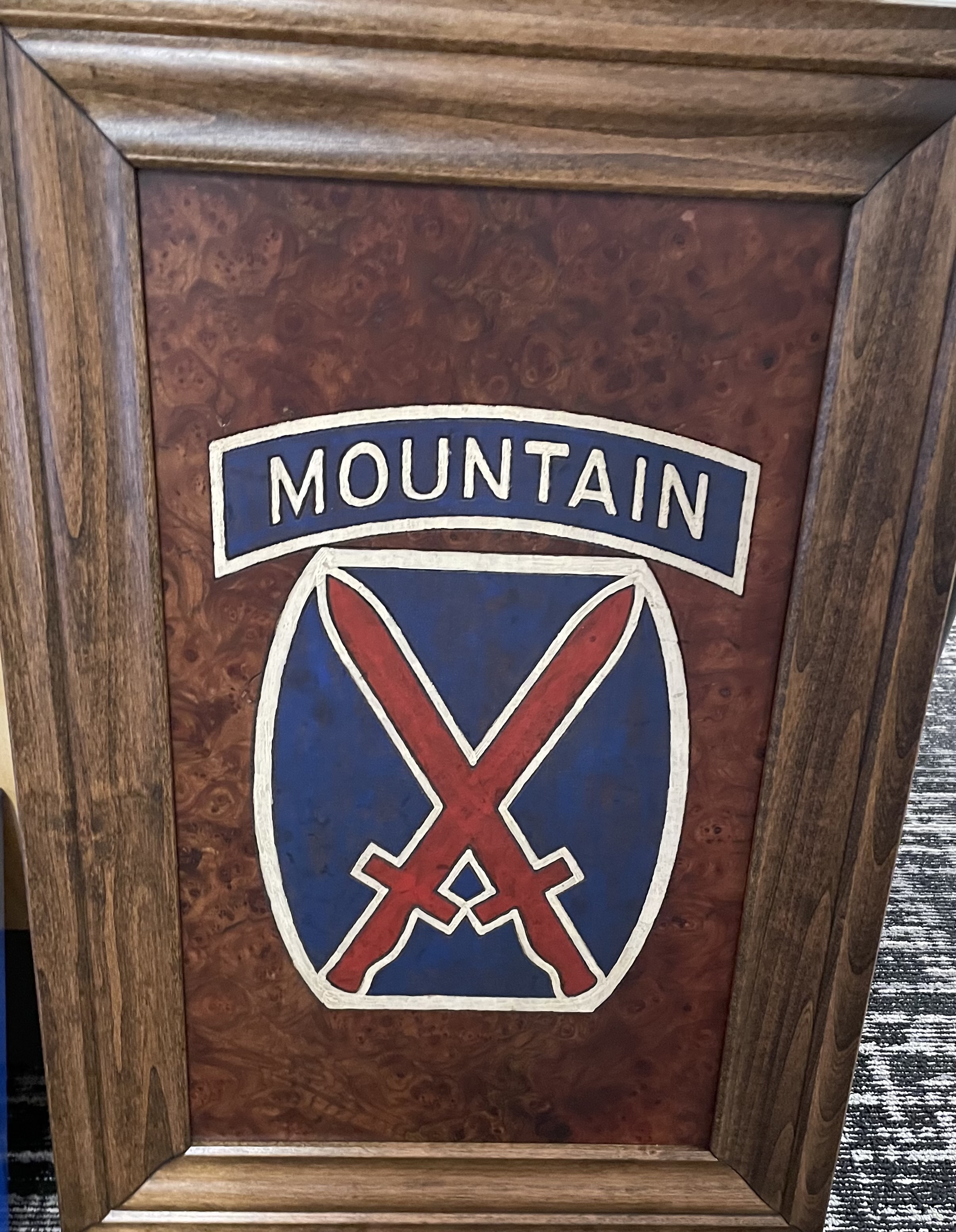 10th Mountain Framed Wood Sign