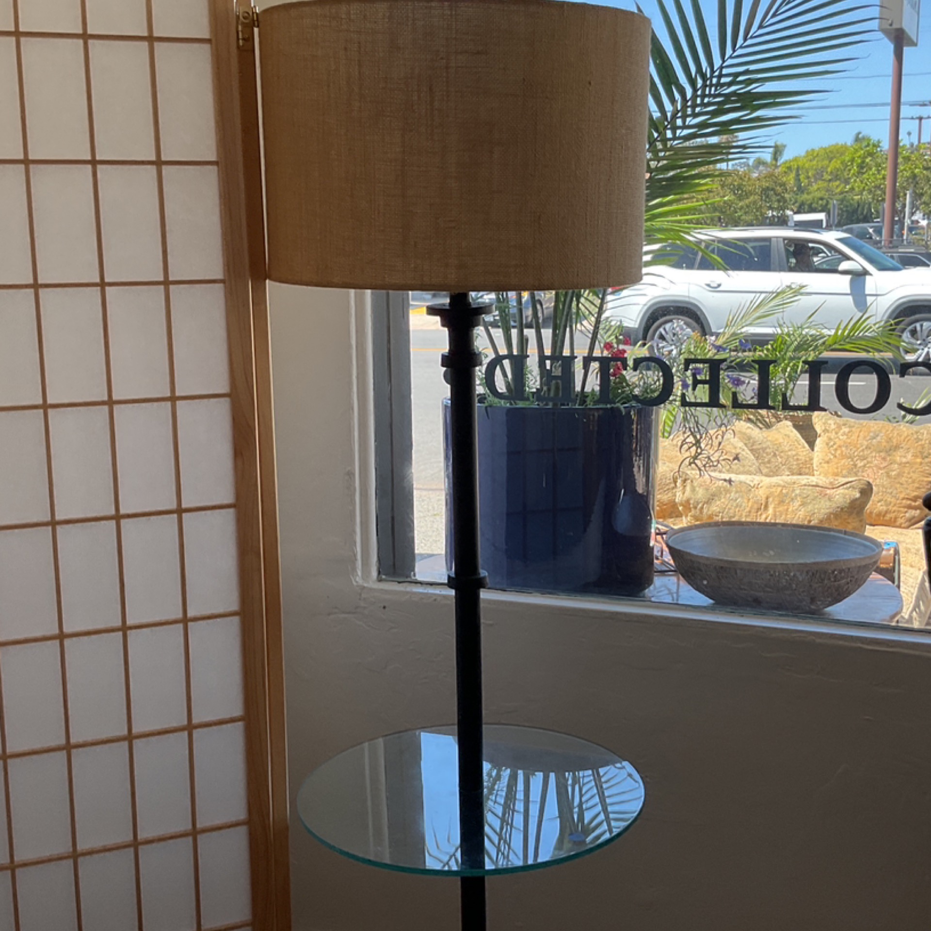 Lamp and Glass Top Table