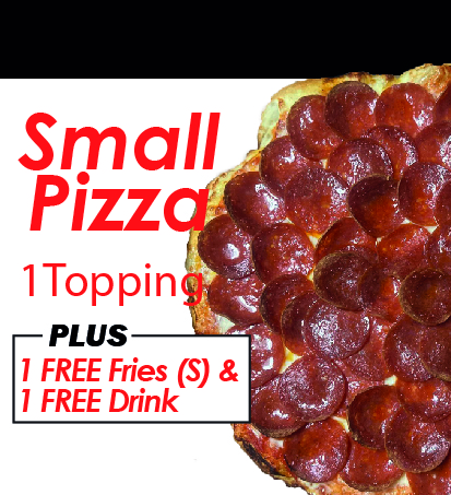 🍕🥤🍟 Small 10" Pizza, 1 Fries (S), 1 Can Pop