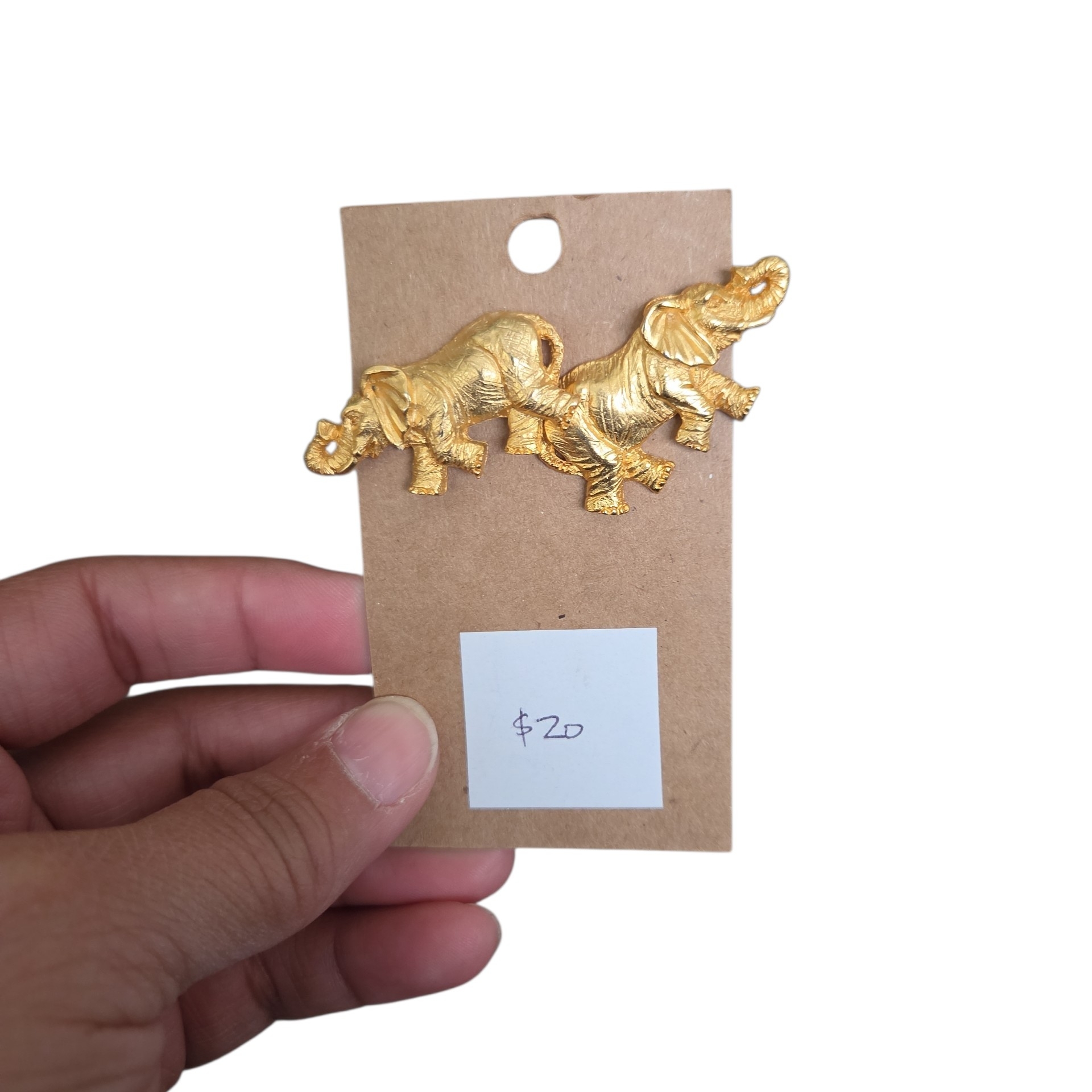 Vintage Gold Toned Elephant Post Earrings