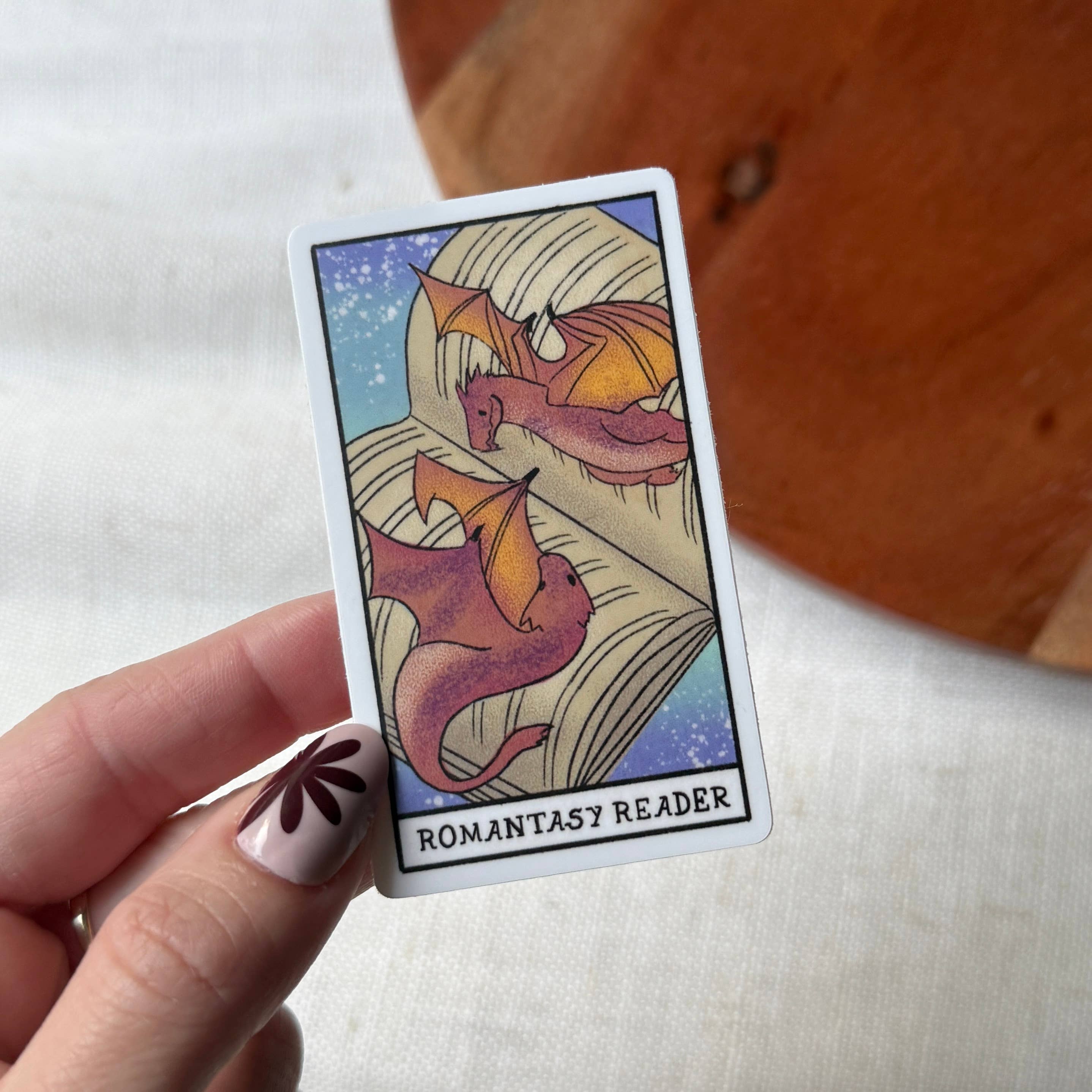 Romantasy Reader Book Tarot Card Sticker