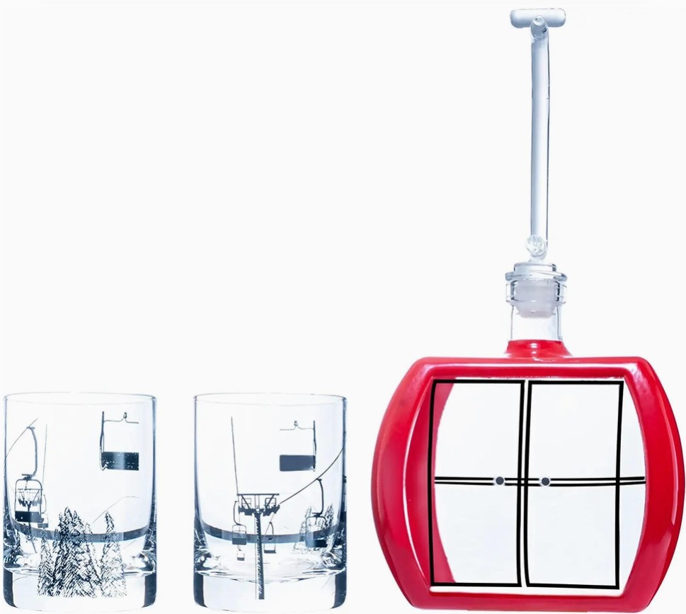 Gondola Wine & Whiskey Decanter with 2 Glasses - 34 oz Decanter & Two 10 oz Glasses