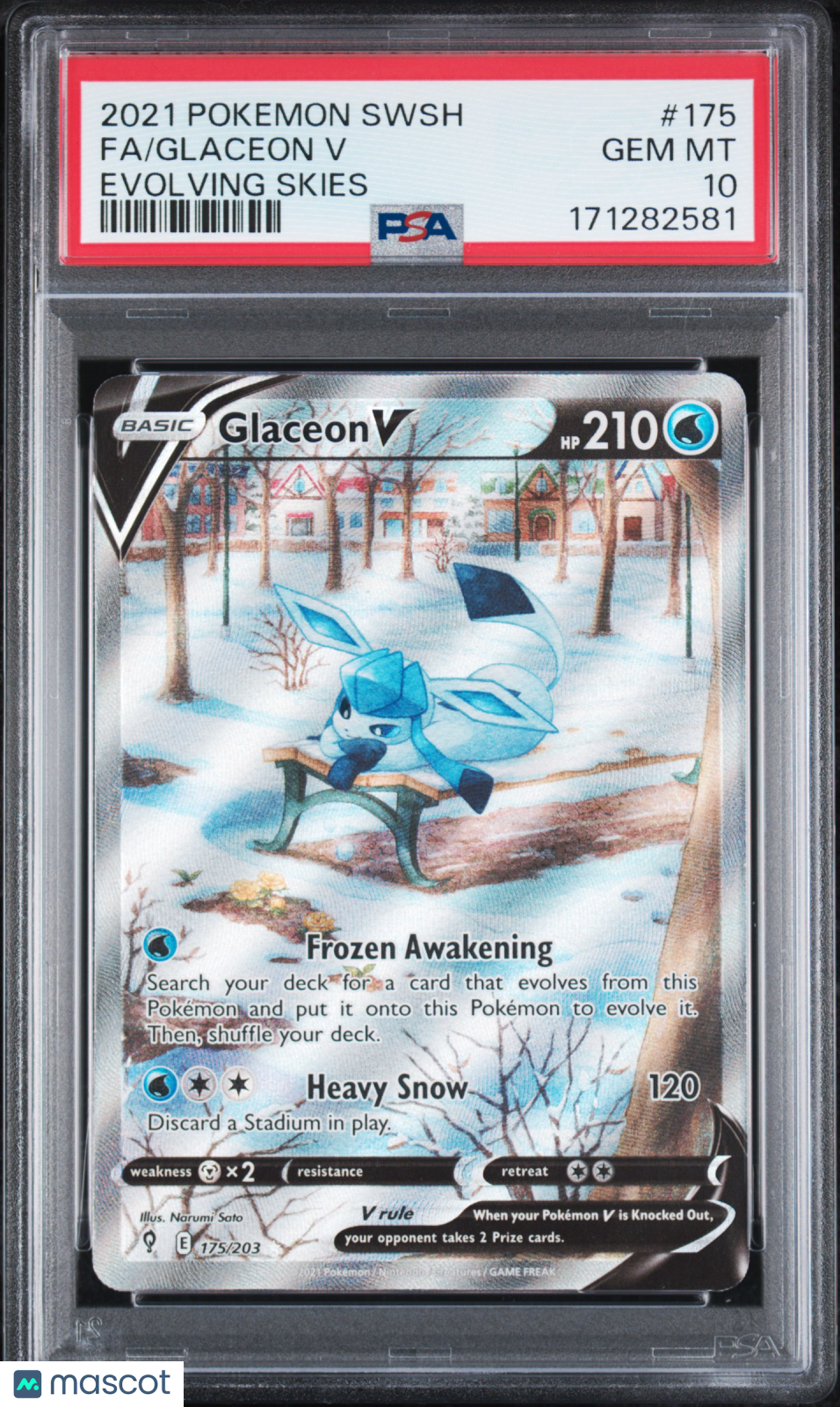 2021 Pokemon Sword & Shield Evolving Skies Glaceon V Fa PSA 10 #175