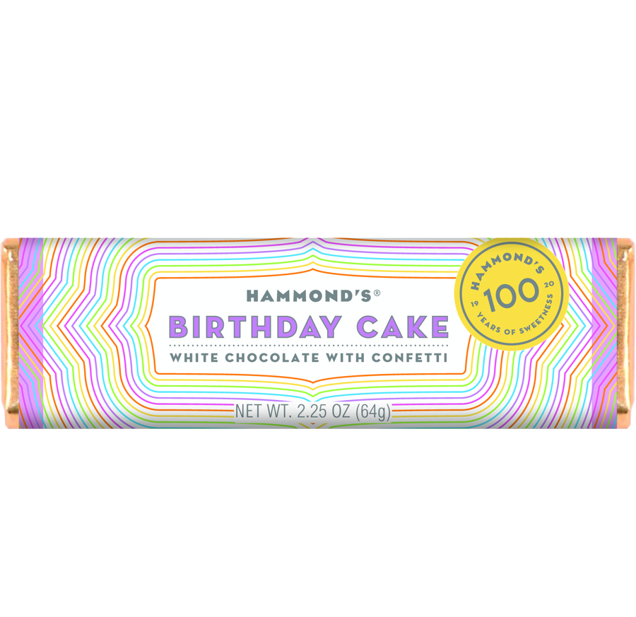 Hammond's Birthday Cake White Chocolate Bar 2.25 oz 12 ct