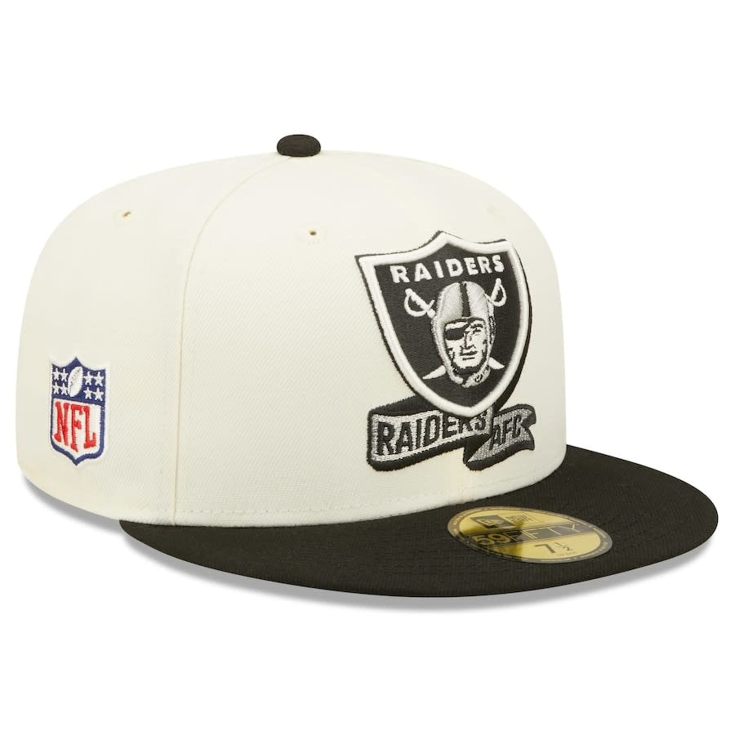 Las Vegas Raiders 2022 59FIFTY Sideline Hat - Cream/Black