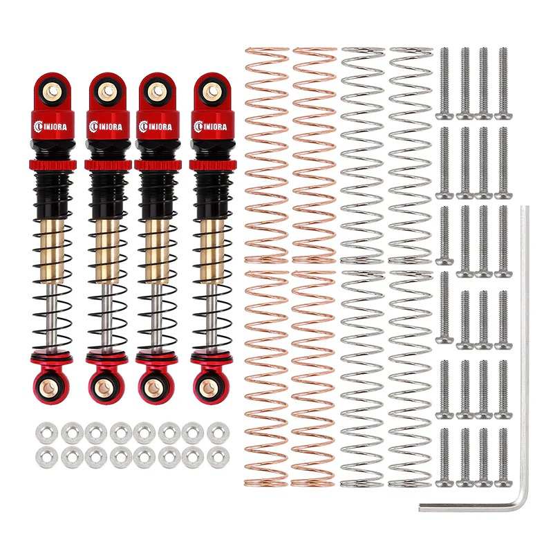 43mm Aluminium Threaded Double Barrel Shocks for SCX24 Red