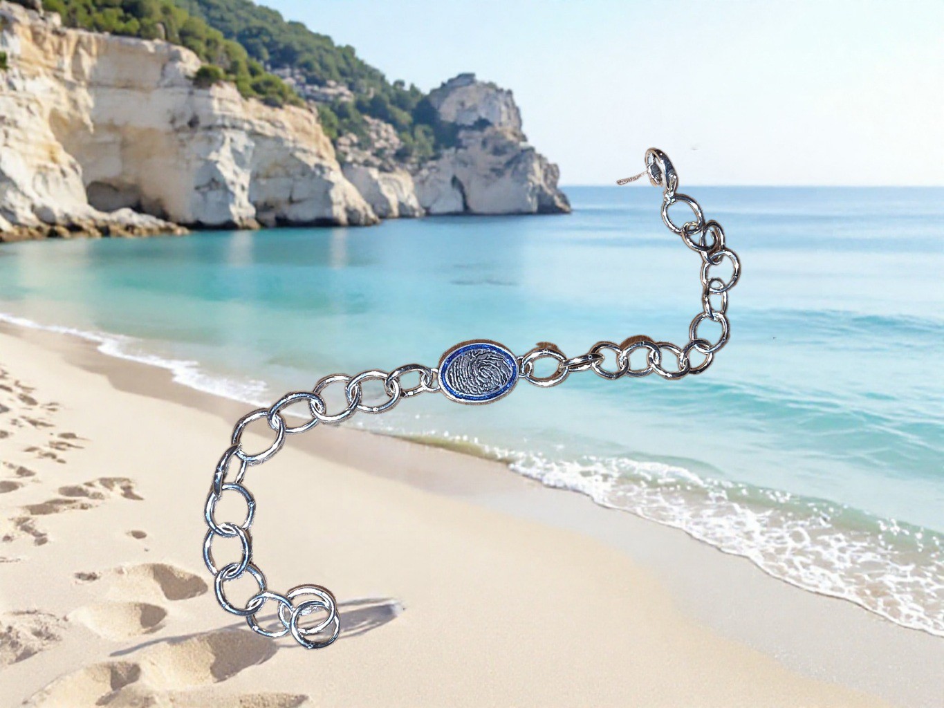 Cremation Fingerprint Bracelet with Ashes by Moss Creek Art