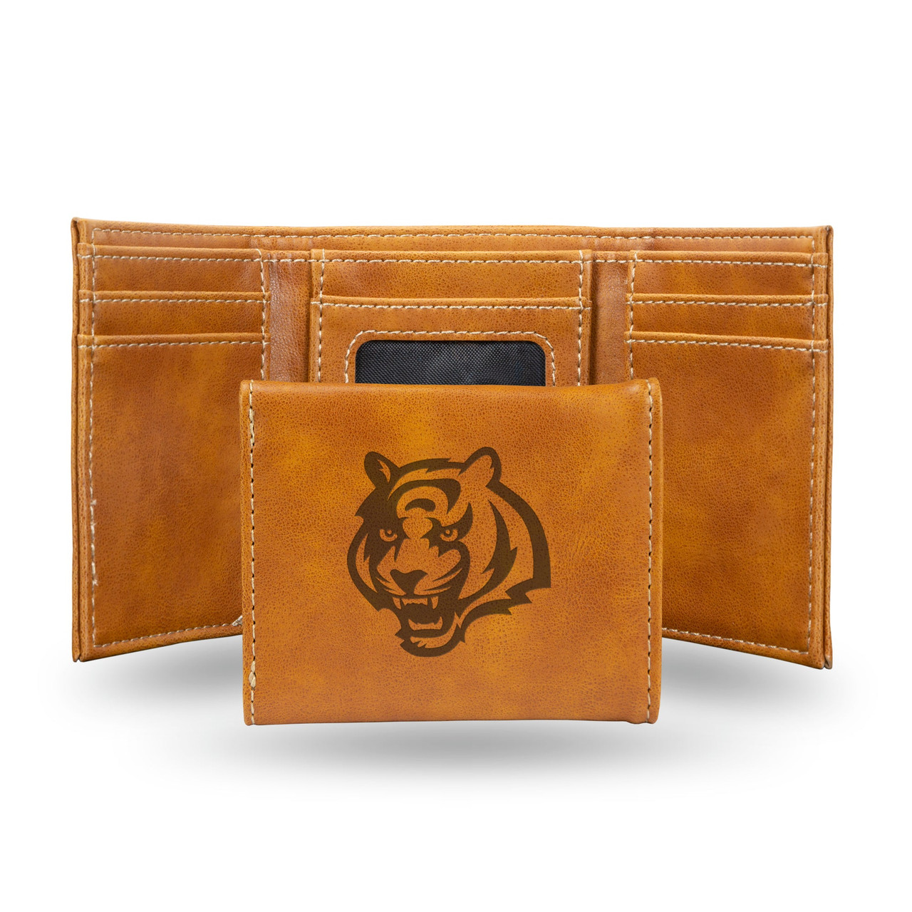Cincinnati Bengals Laser Engraved Trifold Leather Wallet
