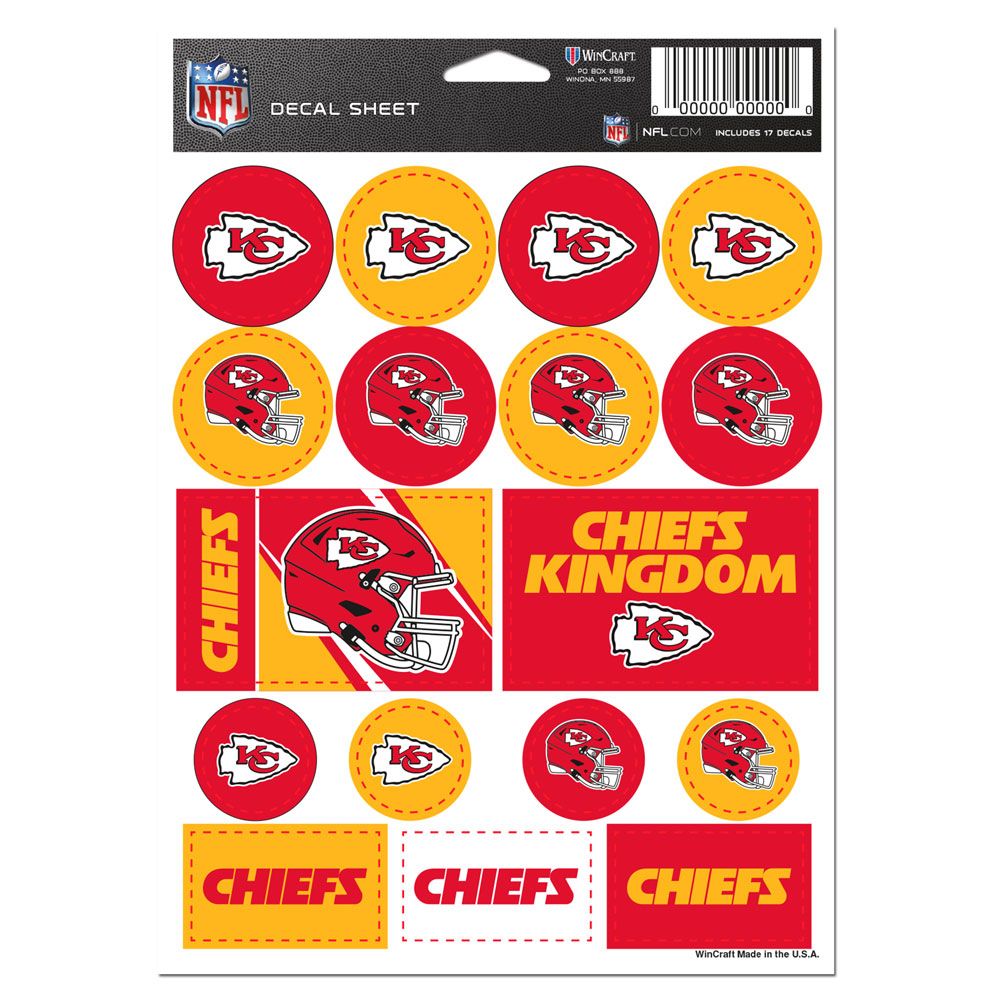 Kansas City Chiefs Vinyl Decal Sheet 5x7"
