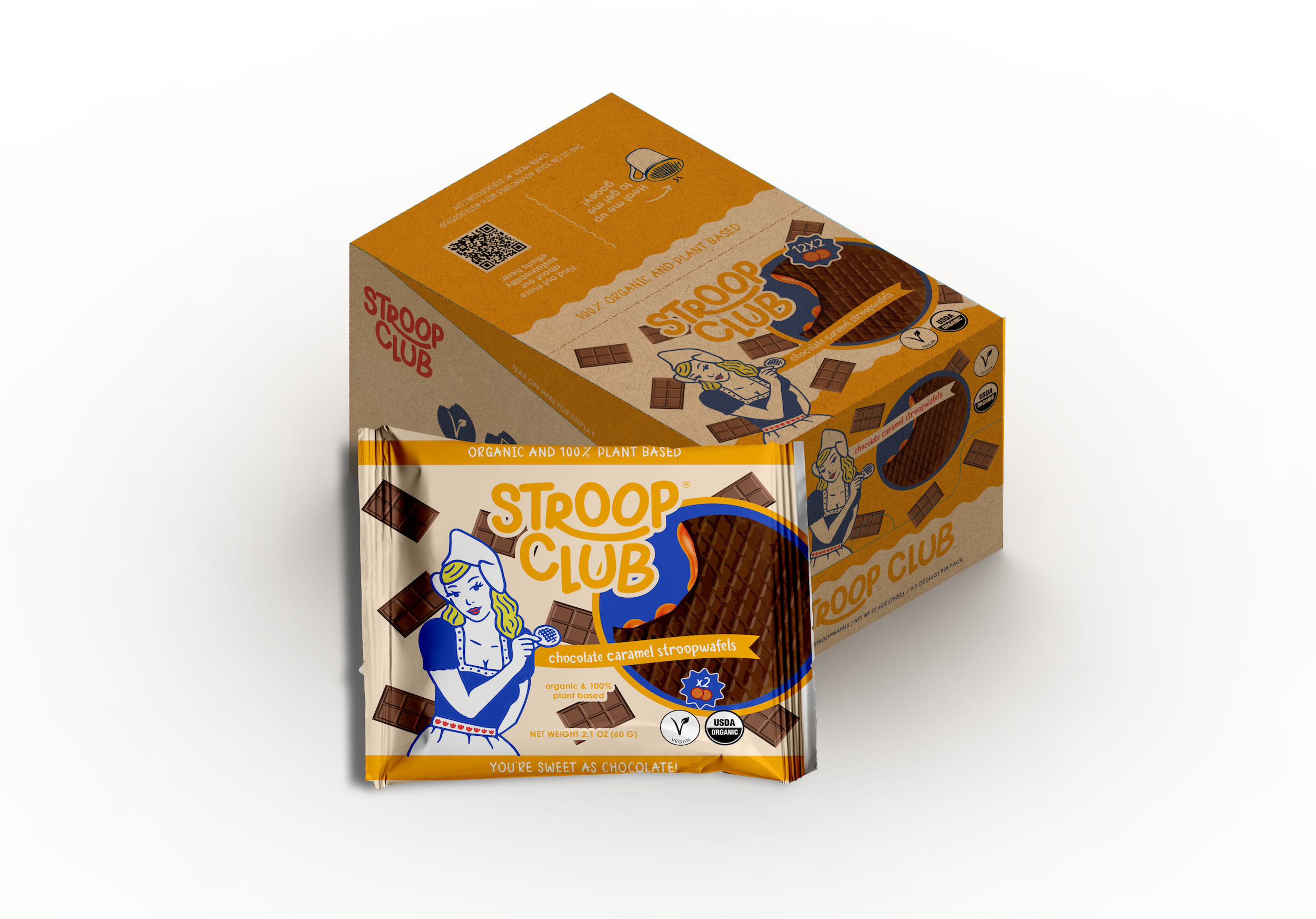 Chocolate Caramel Organic Plant-Based Stroopwafel 2-pack
