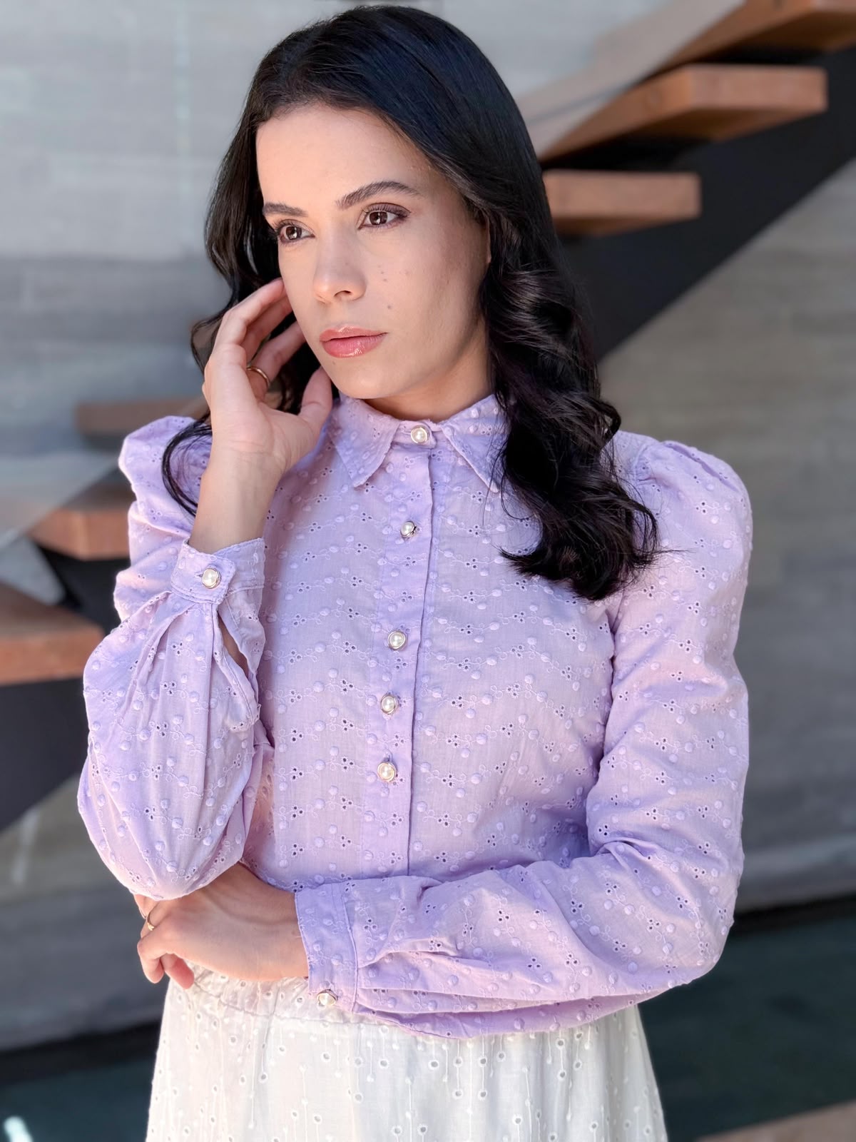Camisa Lavanda em Laise