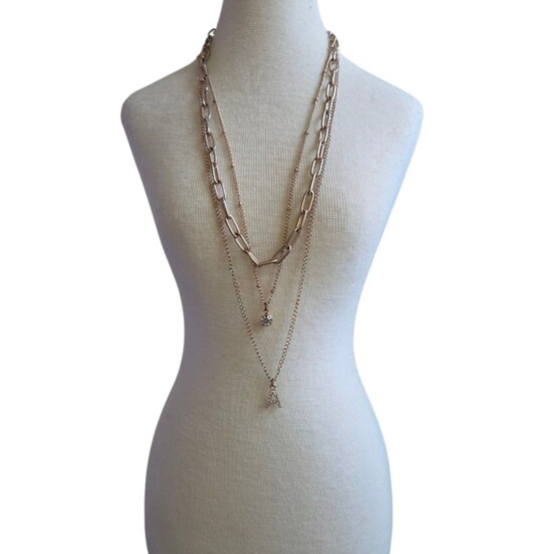 Layered Gold-Tone A Monogram Pendant Necklace Set 22"