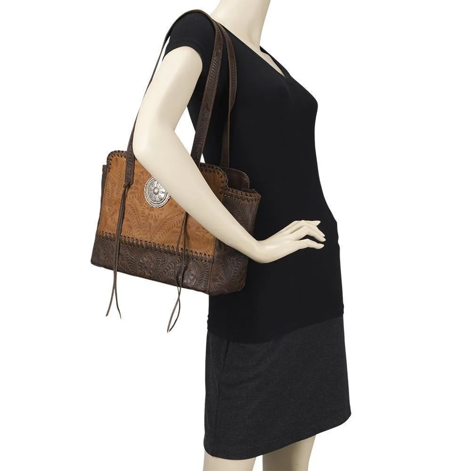 American West Annie’s Secret Zip Top Tote with Conceal Carry Pocket - Tan