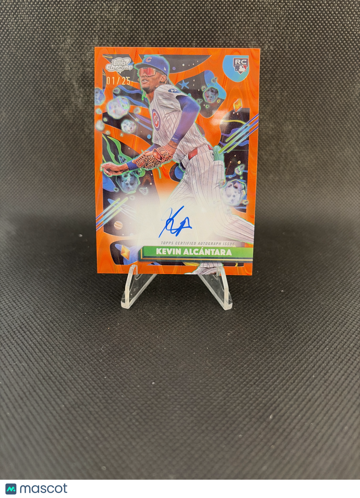 2025 Topps Cosmic Chrome Kevin Alcántara RC Orange Ray-Wave Auto /25