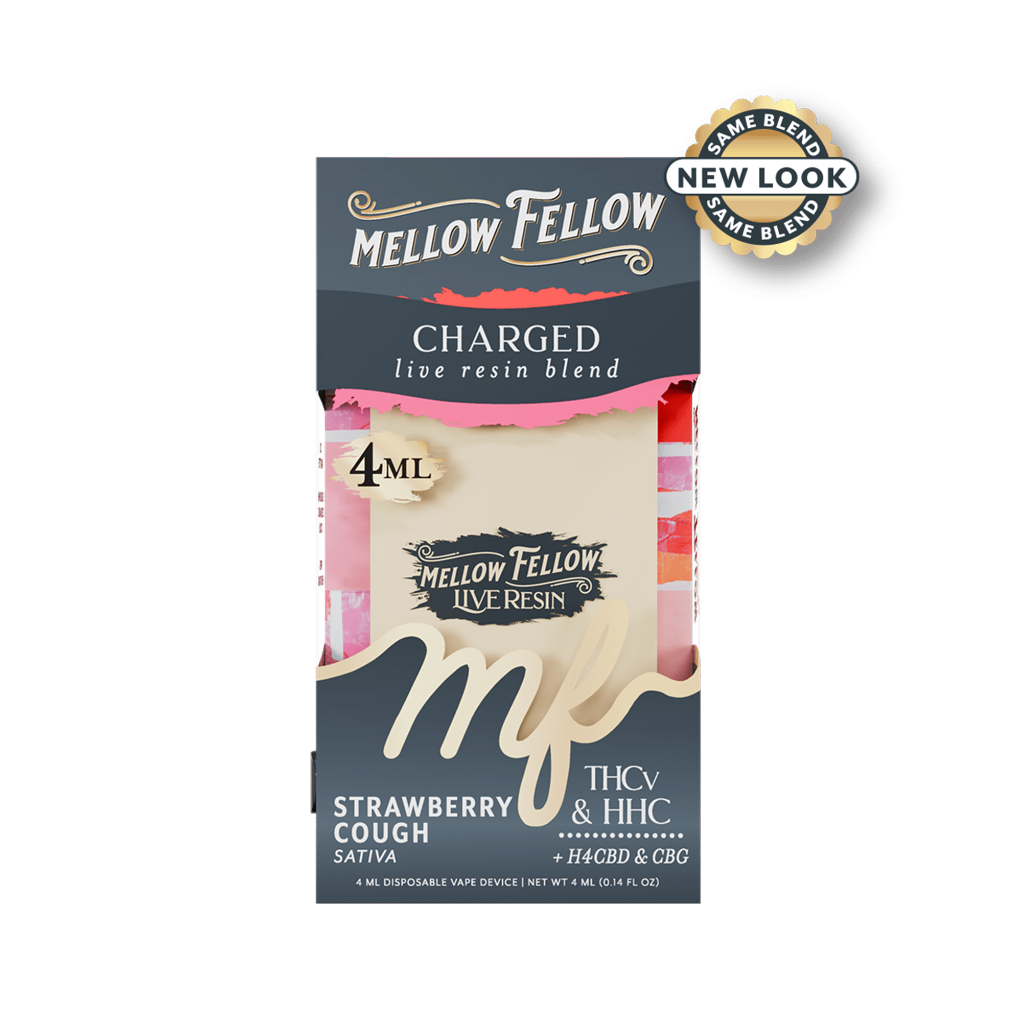 Mellow Fellow Charged Strawberry Cough THC-v H4CBD 4ml