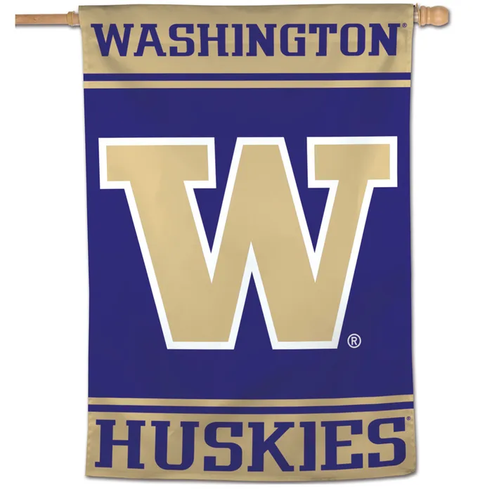 Washington Huskies Wordmark Vertical House Flag 28x40"