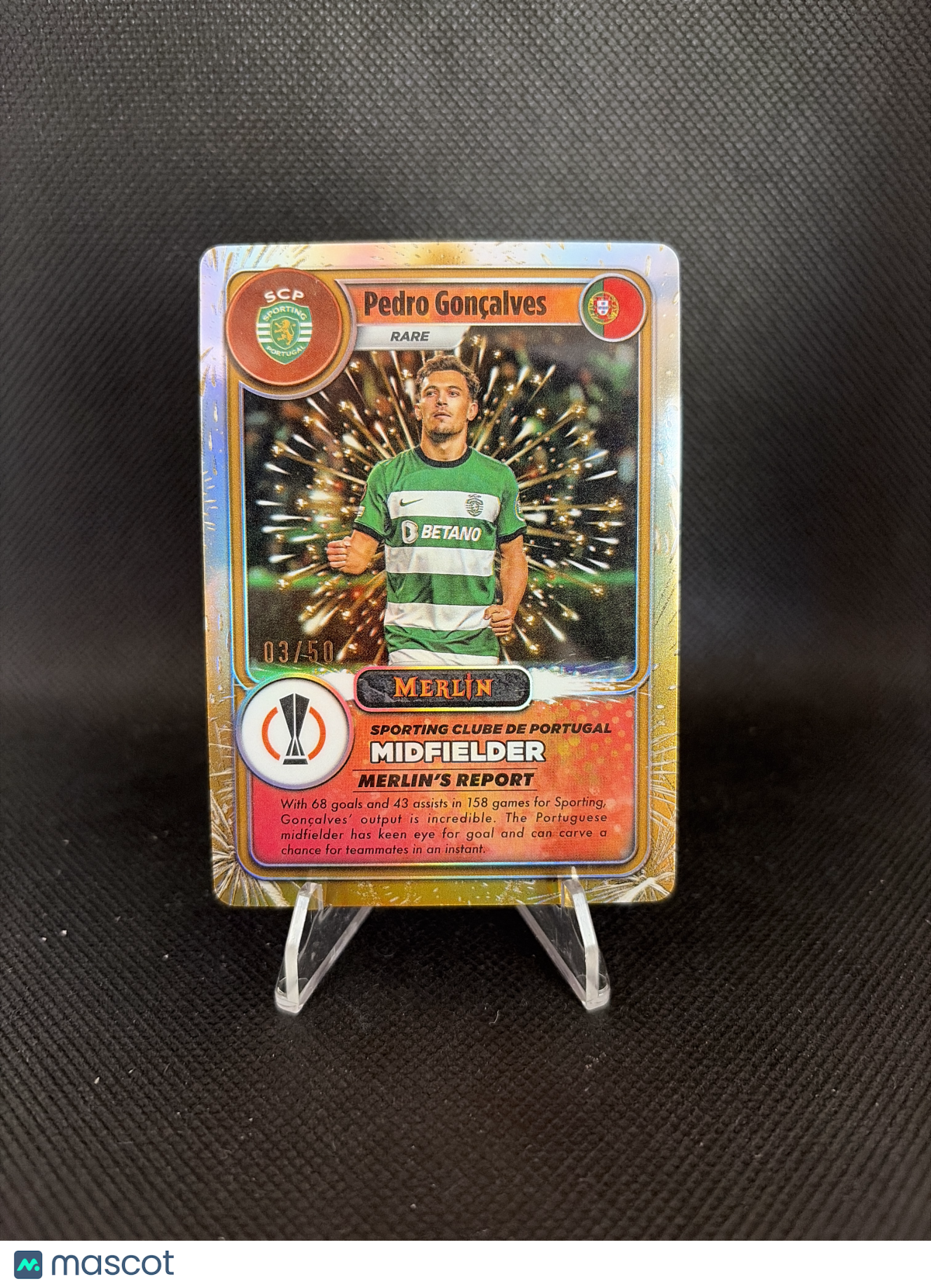 2024 Merlin Heritage UEFA Club Competitions Pedro Gonçalves Gold Refractor /50