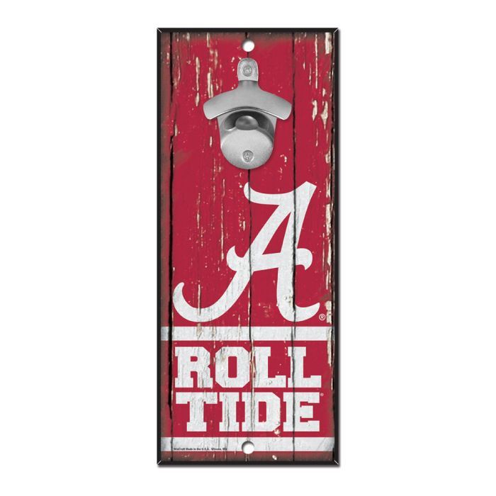 Alabama Crimson Tide Wood Bottle Opener 5x11"