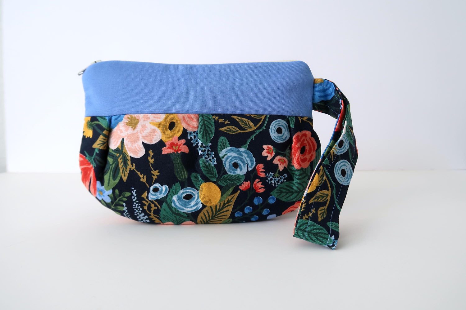 Pleated Wristlet – Garden Party Navy, photo 2 of 6