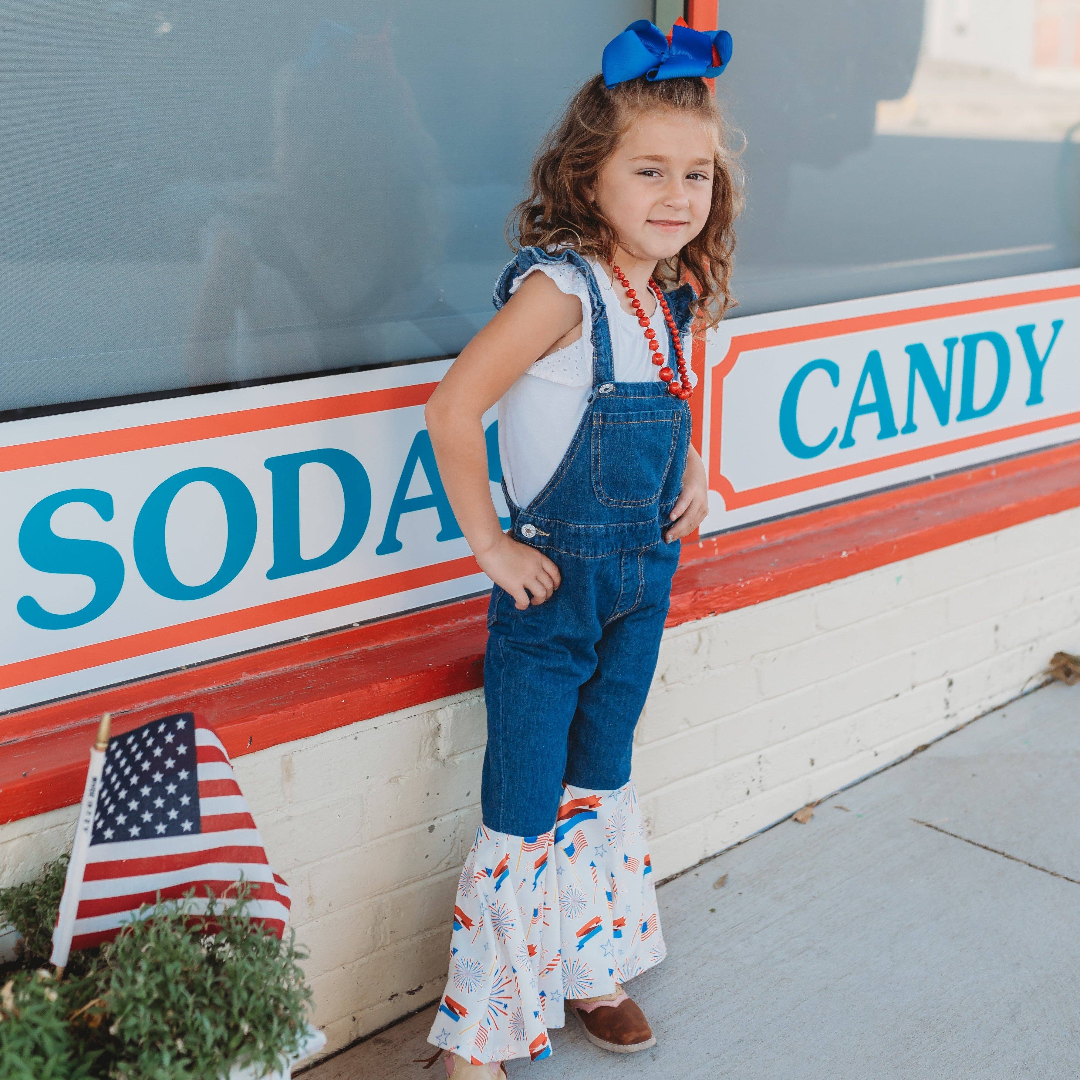 Denim Patriotic Overalls