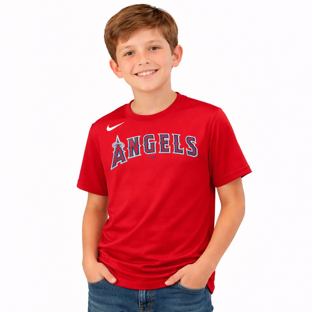 Los Angeles Angels Kids Scarlet Red Nike Drifit Shirt