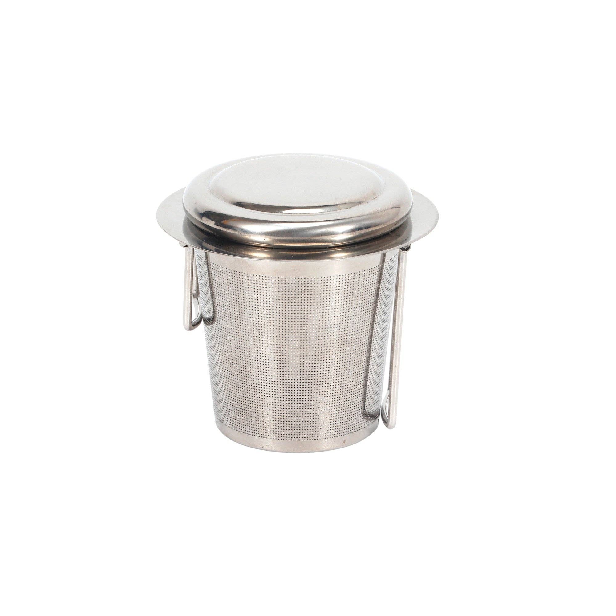 Stainless Steel Barrel Style Tea Strainer Infuser with Collapsible Handle 2.5"D x 2.75"H