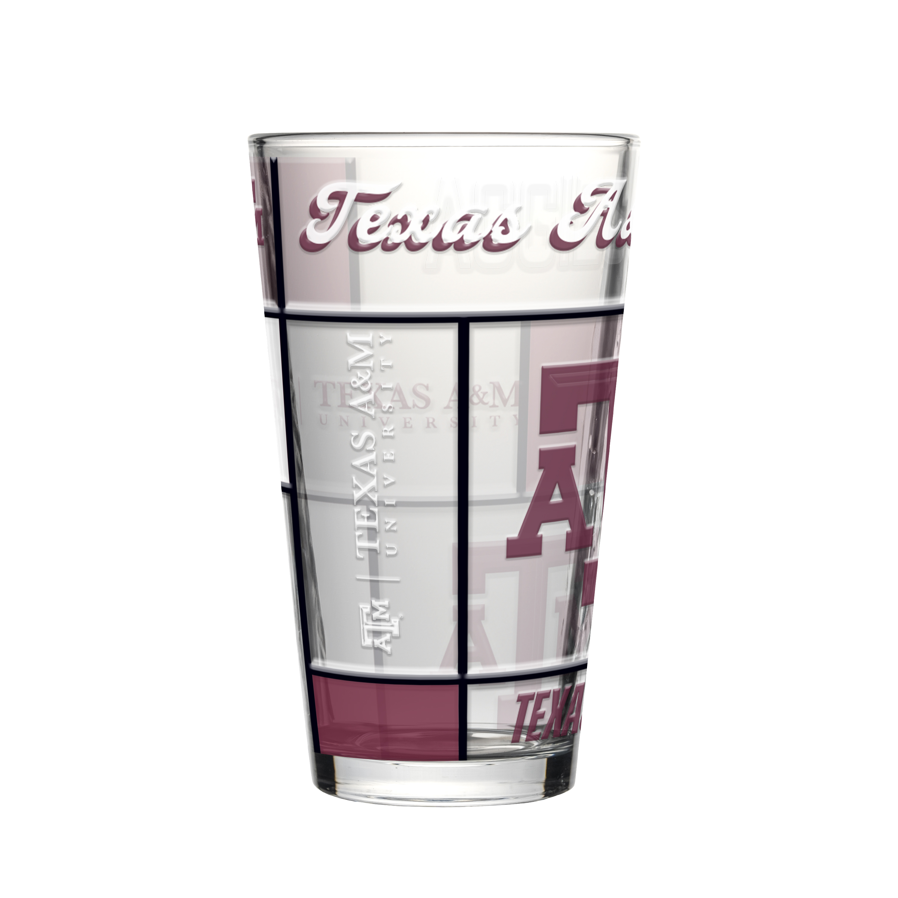 Texas A&M Aggies Boxed Quilted Stained Pint Glass 16oz