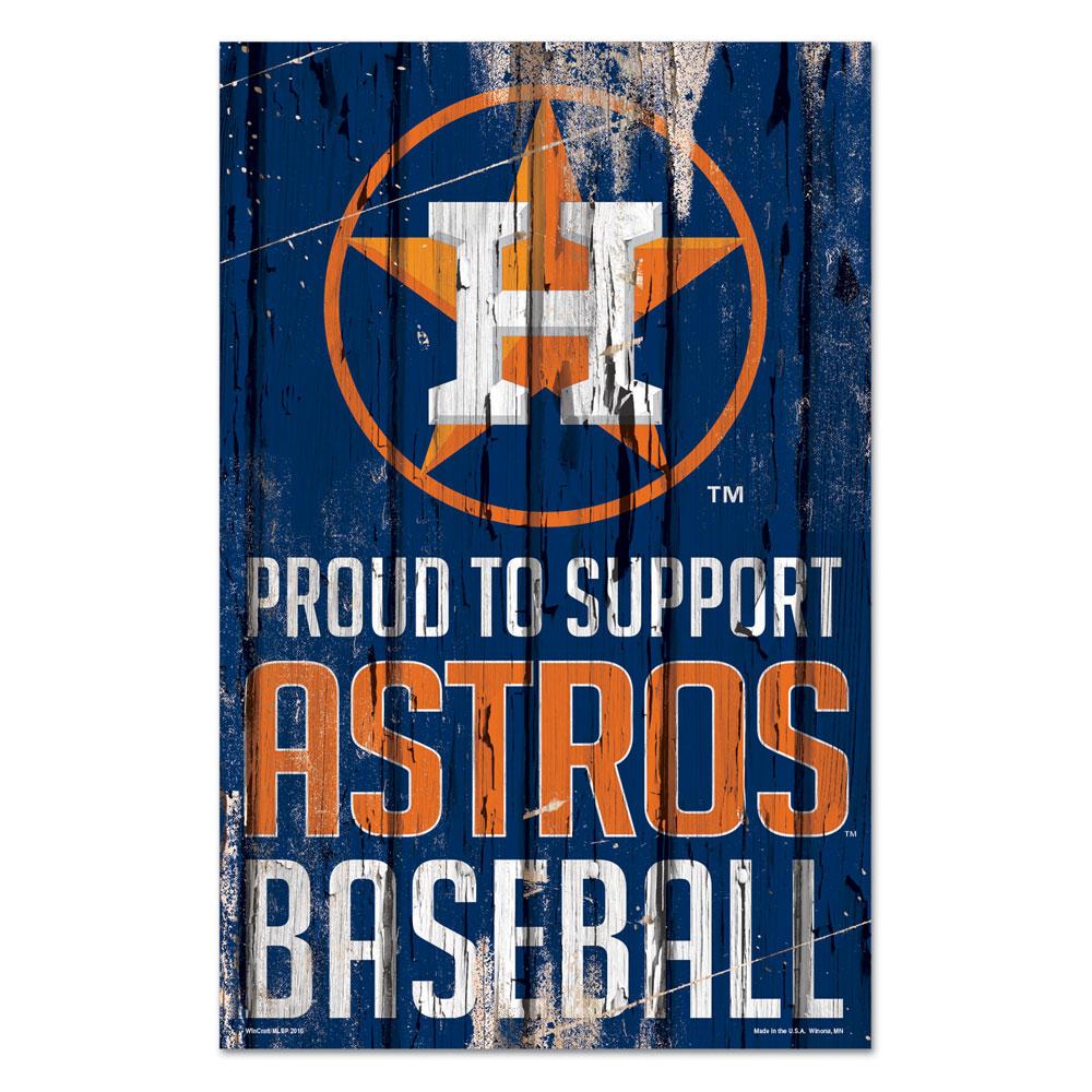 Houston Astros Proud to Support Wooden Sign 11x17"