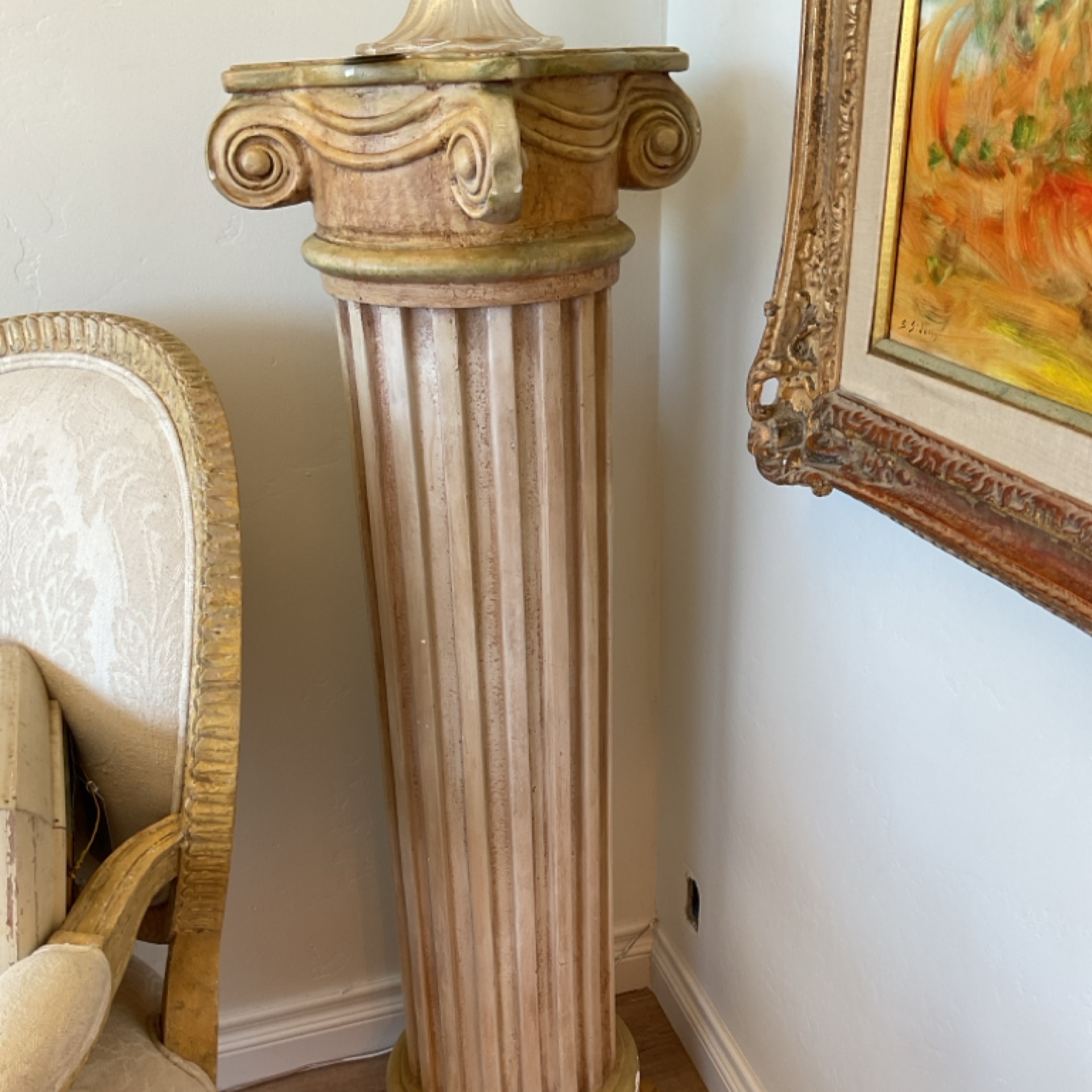 Ionic Fluted Column Pedestal Plant Stand