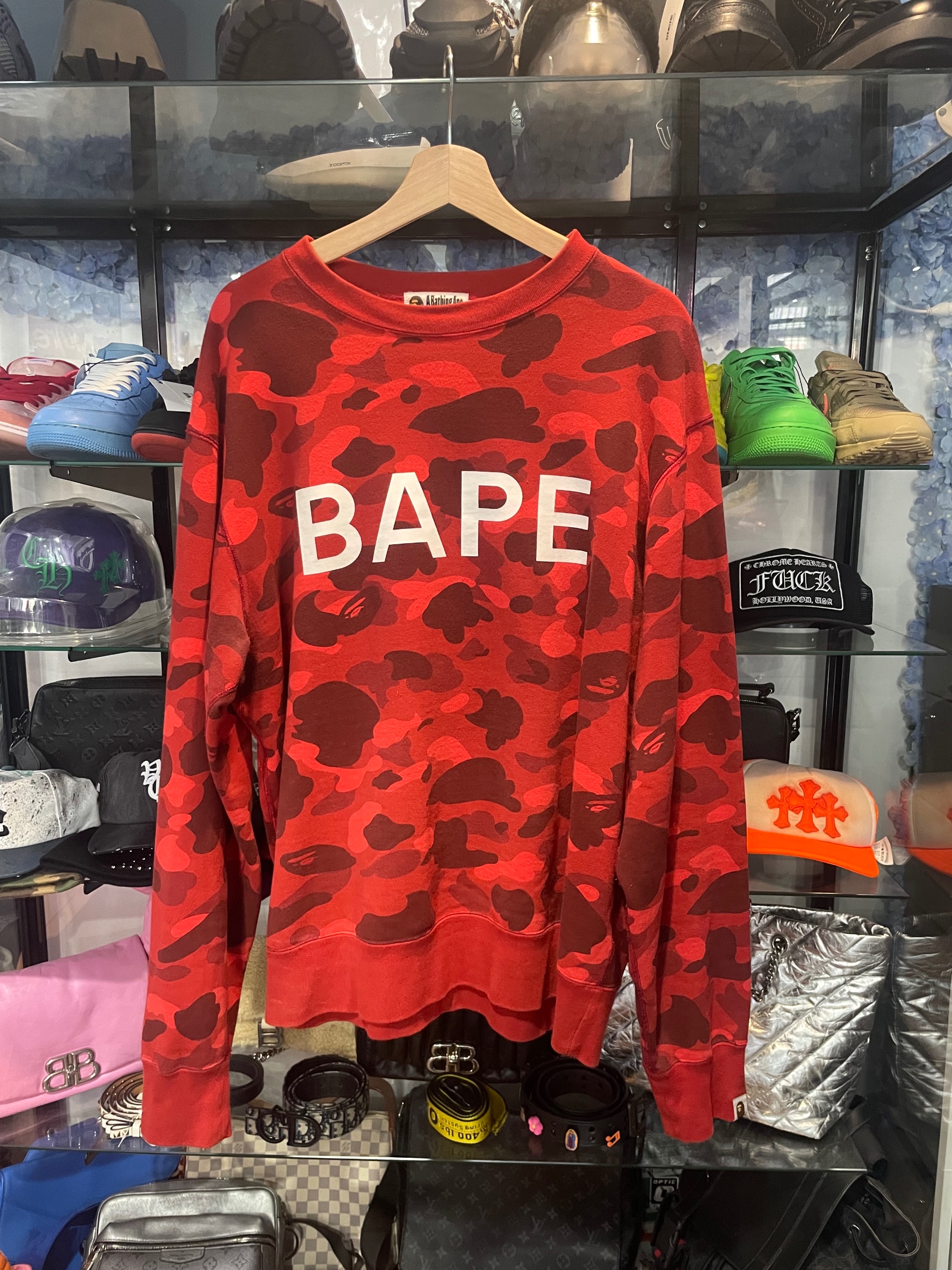 BAPE Color Camo BAPE Crewneck RED ( USED ) 2XL