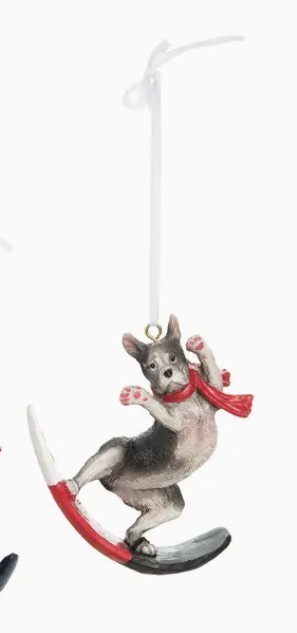 Snowboarder Dog Ornament
