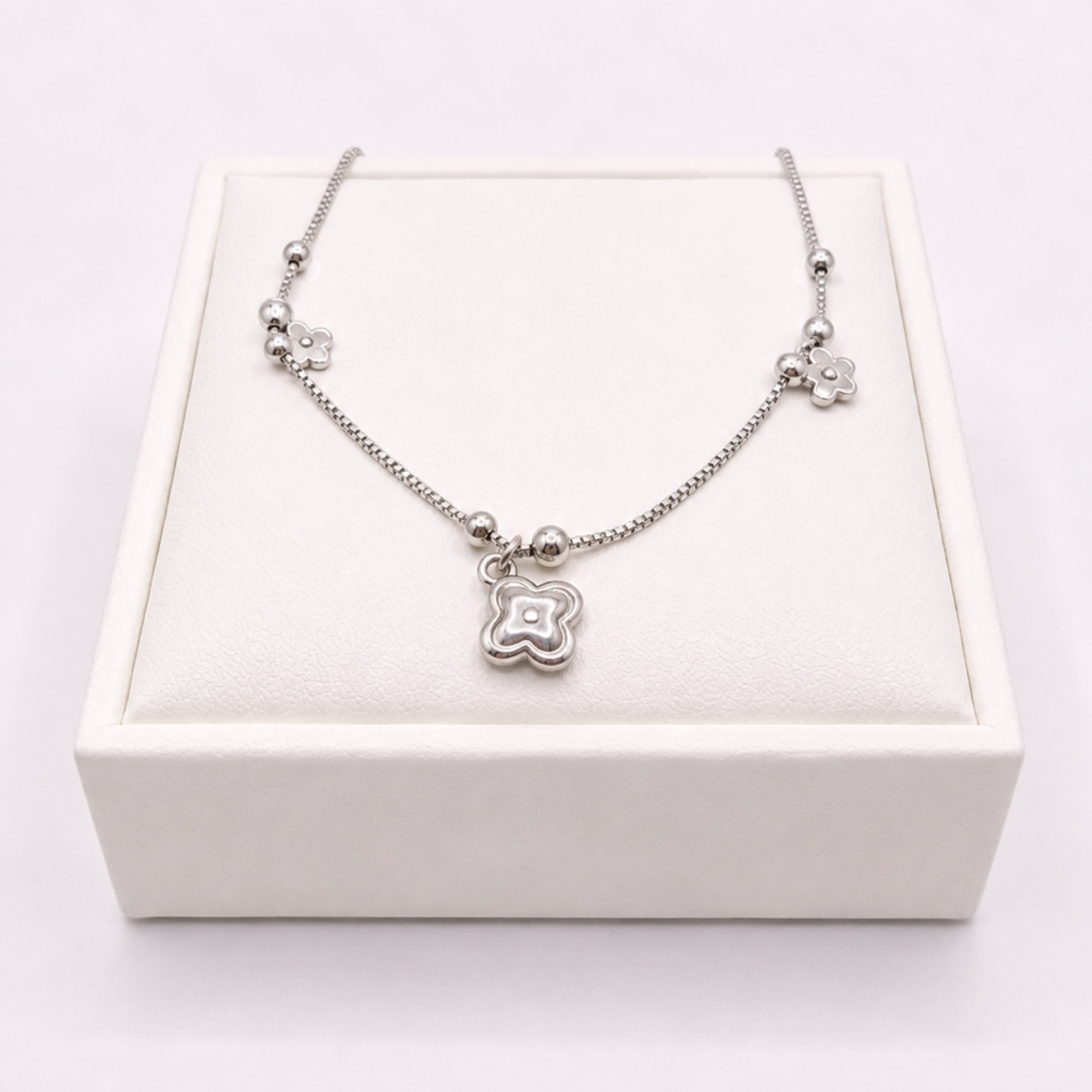 Silver Clover Anklet 