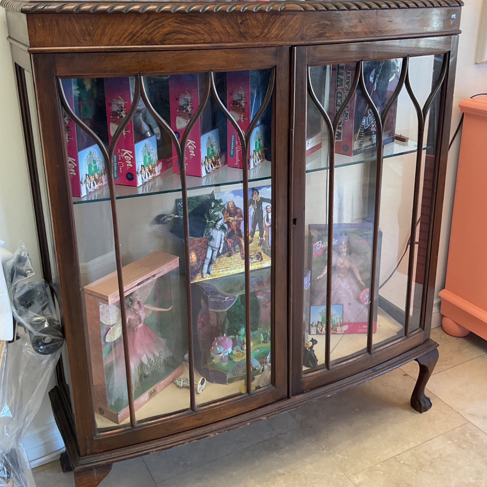 Claw Foot Glass Door Cabinet