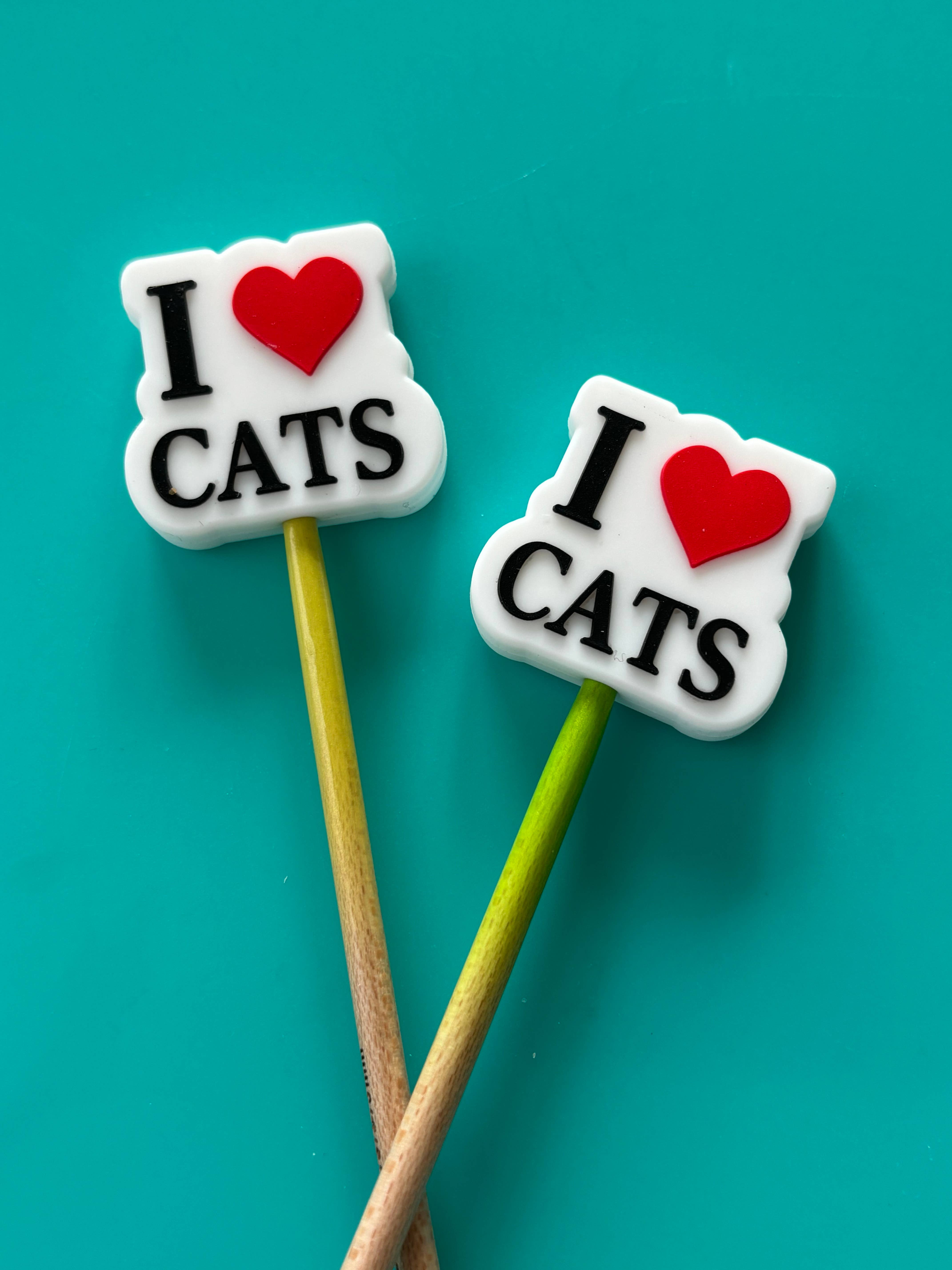 Knitting Needle Point Protectors Stitch Stopper I Heart Cats