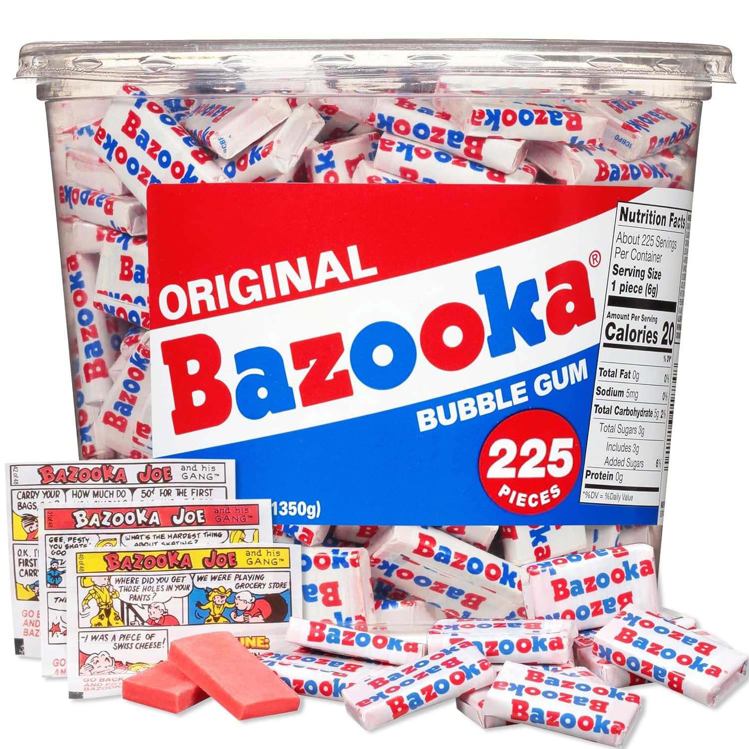 Bazooka Bubble Gum 225 Count Individually Wrapped GUM
